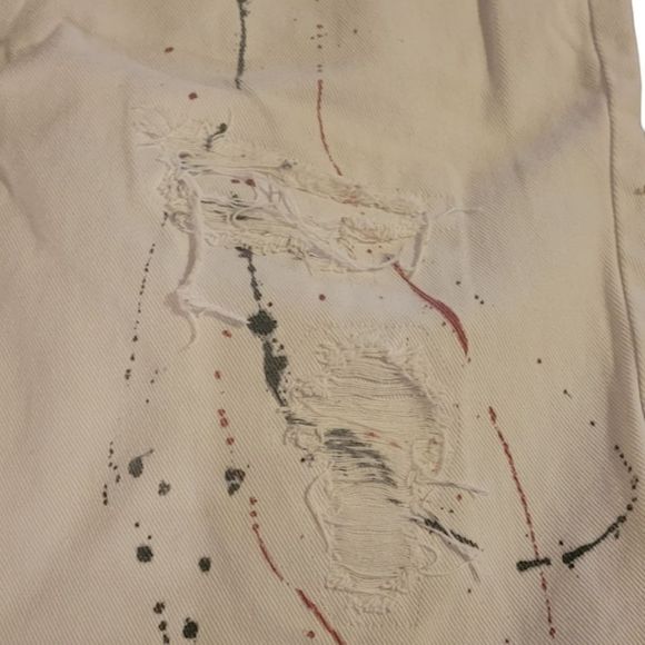 Hip-hop Streetwear Mens Contender Color Splash White Jeans - Picture 5 of 6